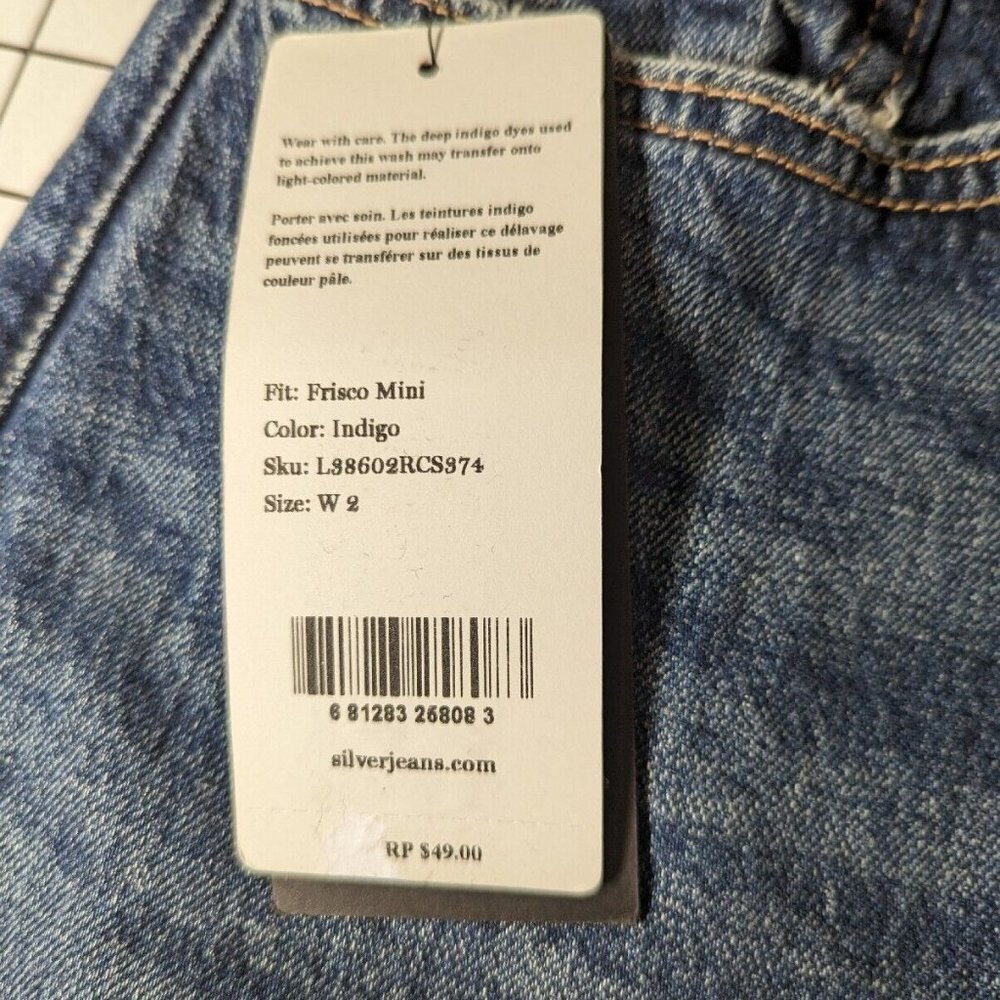 NEW- Size 2 Womens Silver Jeans Co. Jean Skirt Frisco Mini High Rise Indigo - Picture 6 of 11
